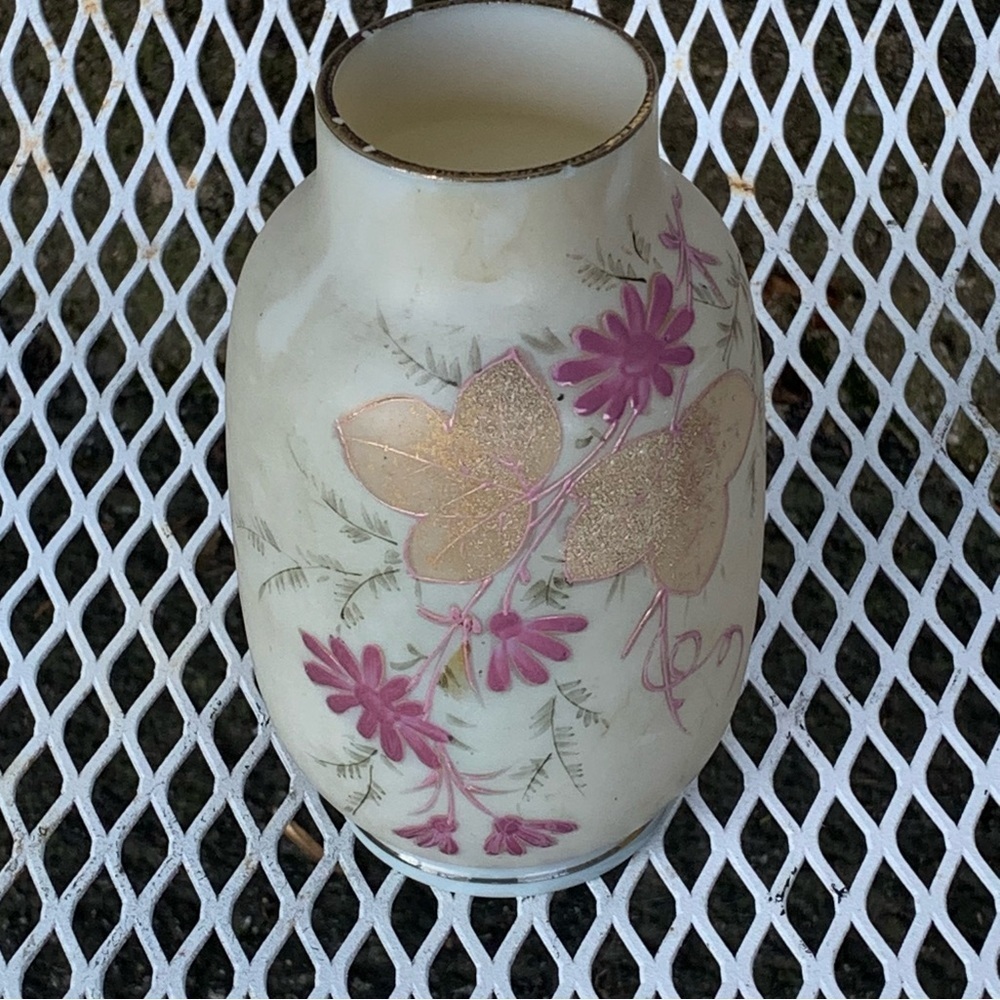 Antique Victorian Hand Painted Vase Floral